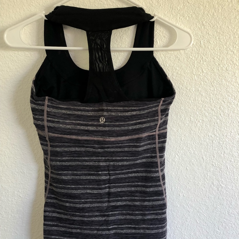 Lululemon Navy Blue Striped Workout Tank-top
